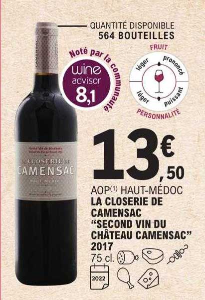 aop haut-médoc la closerie de camensac "second vin du château camensac" 2017