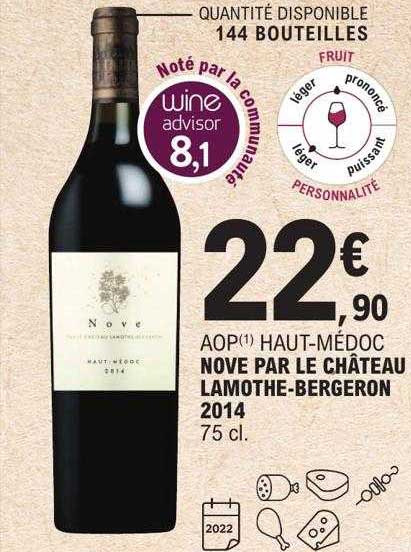 Aop Haut-médoc Nove Par Le Château Lamothe-bergeron 2014