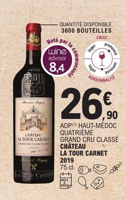 aop haut-médoc quatrième grand cru classé château la tour carnet 2019