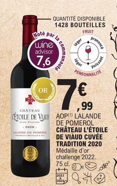 aop lalande de pomerol château l'étoile de viaud cuvée tradition 2020