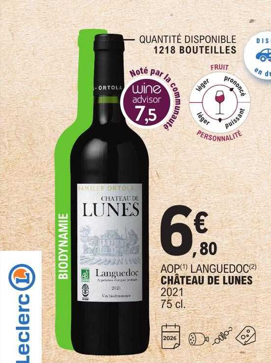 aop languedoc château de lunes 2021