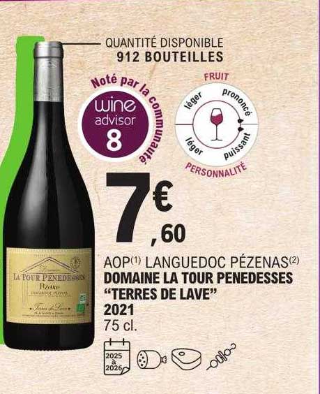 aop languedoc pézenas domaine la tour penedesses "terres de lave" 2021