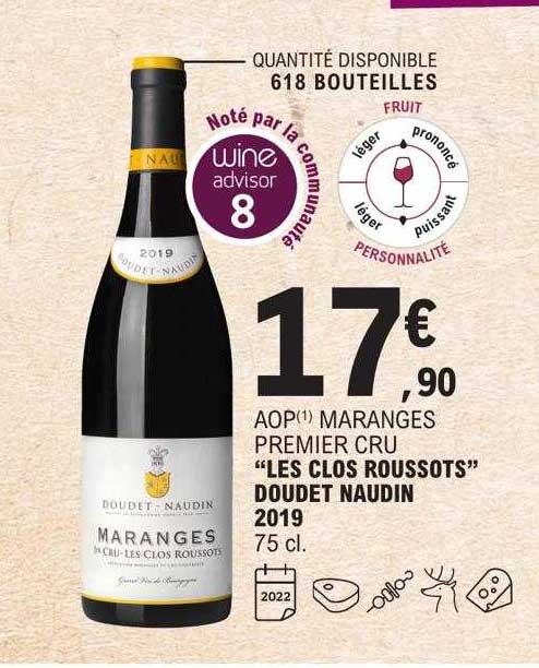 aop maranges premier cru "les clos roussots" doudet naudin 2019