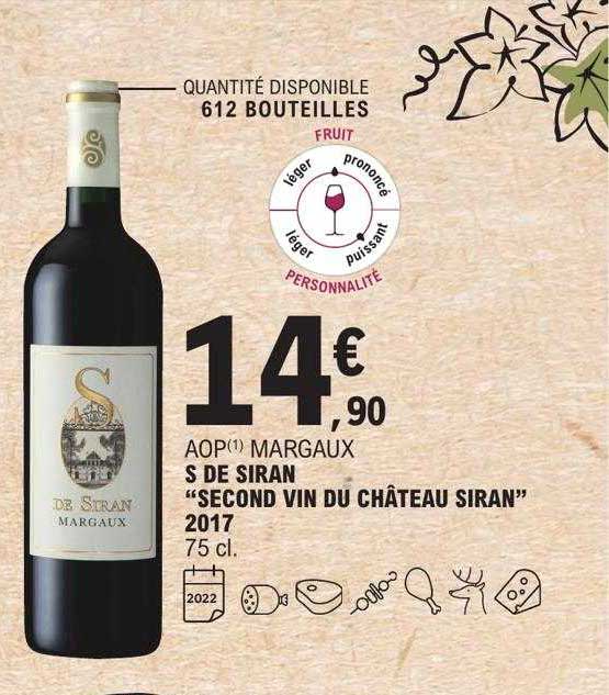aop margaux s de siran "second vin du château siran" 2017