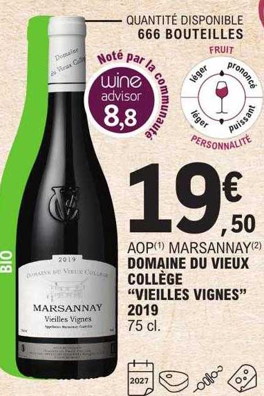 aop marsannay domaine du vieux collège "vieilles vignes" 2019