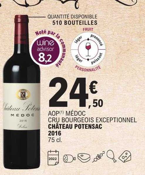 aop médoc cru bourgeois exceptionnel château potensac 2016
