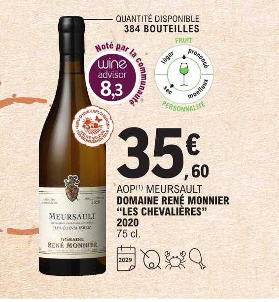 aop meursault domaine rené monnier "les chevalières" 2020