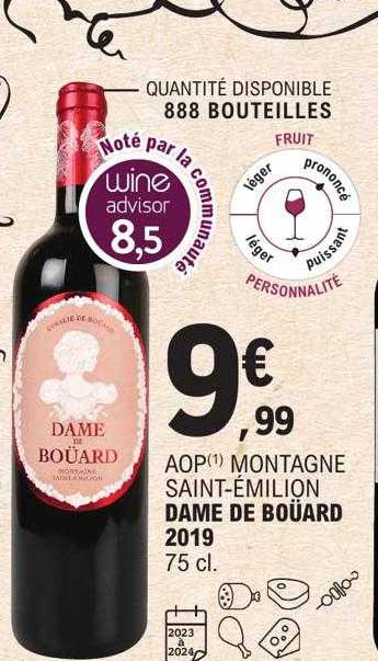 aop montagne saint-émilion dame de boüard 2019