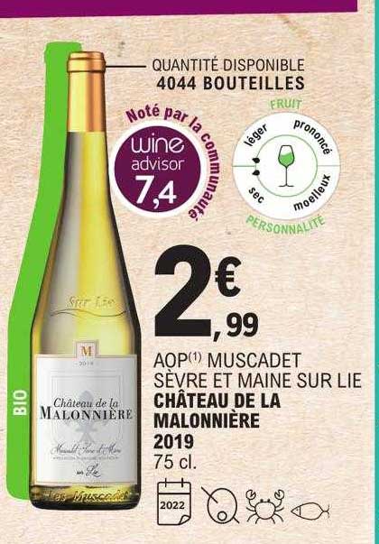 aop muscadet sèvre et maine sur lie château de la malonnière 2019