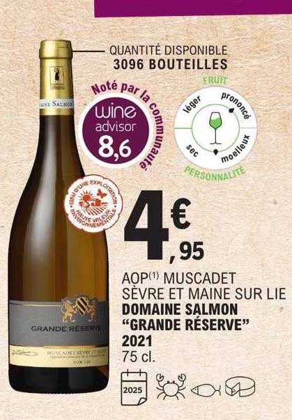 aop muscadet sèvre et maine sur lie domaine salmon "grande réserve" 2021