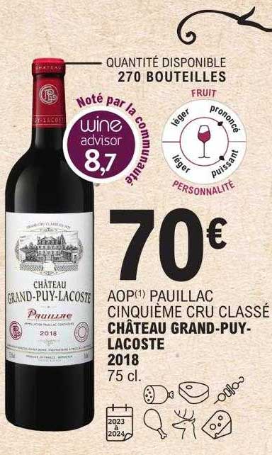 aop pauillac cinquième cru classé château grand-puy-lacoste 2018