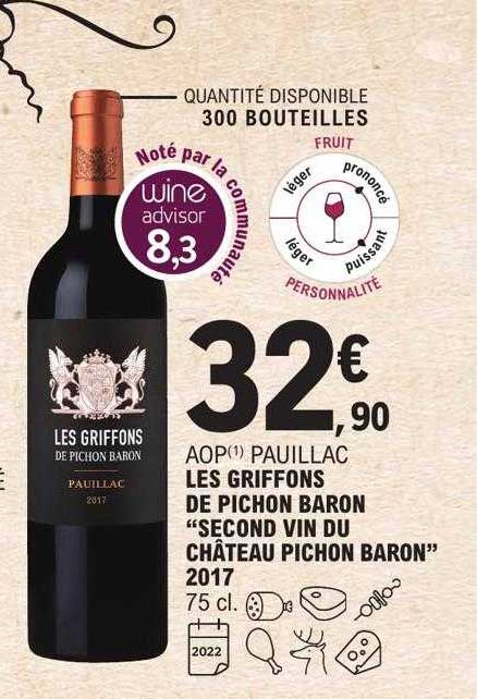 aop pauillac les griffons de pichon baron "second vin du château pichon baron" 2017
