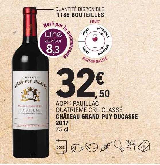 Aop Pauillac Quatrième Cru Classé Château Grand-puy Ducasse 2017