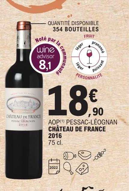 aop pessac-léognan château de france 2016