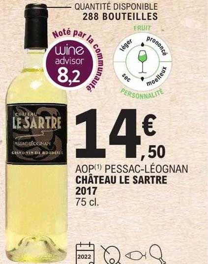aop pessac-léognan château le sartre 2017