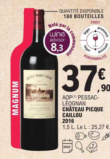 aop pessac-léognan château picque caillou 2016