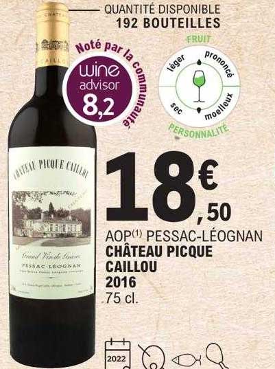 aop pessac-léognan château picque caillou 2016