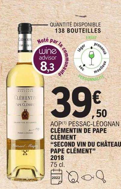 aop pessac-léognan clémentin de pape clément "second vin du château pape clément" 2018