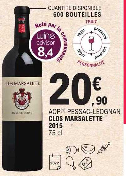 aop pessac-léognan clos marsalette 2015