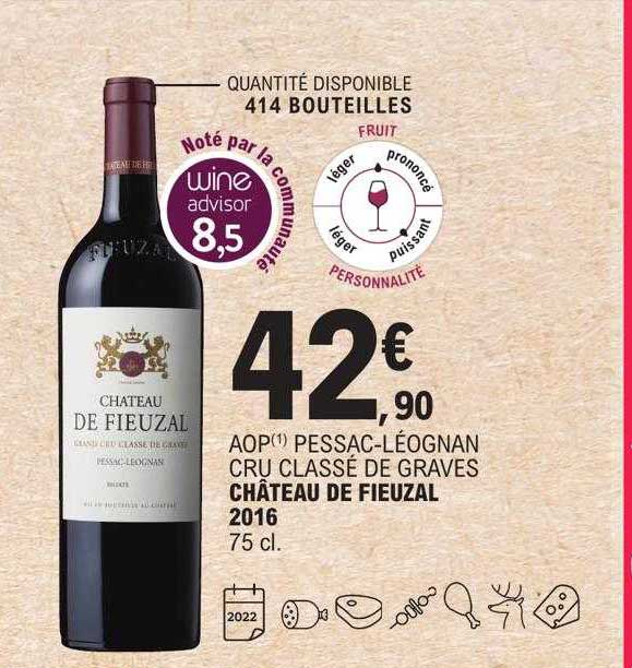 aop pessac-léognan cru classé de graves château de fieuzal 2016