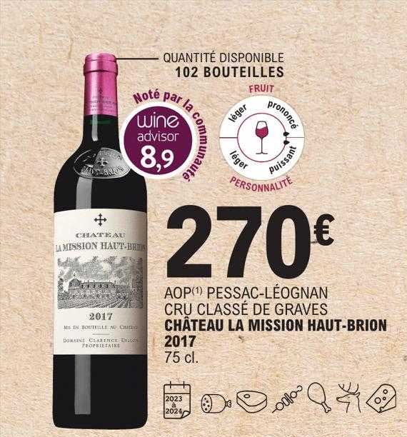 aop pessac-léognan cru classé de graves château la mission haut-brion 2017