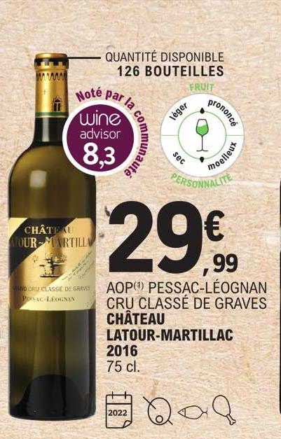 aop pessac-léognan cru classé de graves château latour-martillac 2016