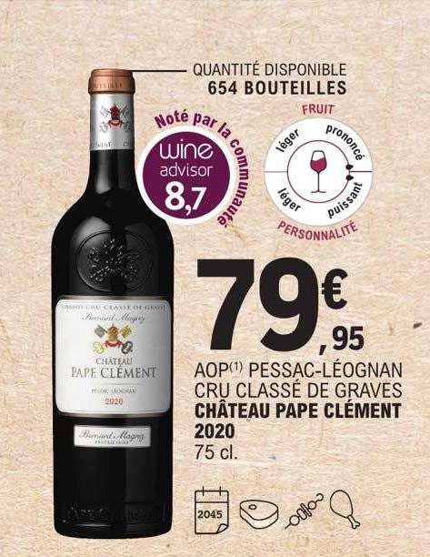 aop pessac-léognan cru classé de graves château pape clément 2020