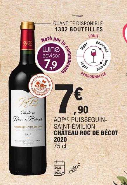 aop puisseguin-saint-émilion château roc de bécot 2020