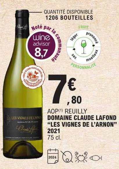 aop reuilly domaine claude lafond "les vignes de l'arnon" 2021
