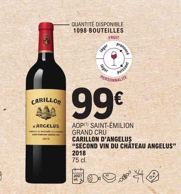 aop saint-émilion grand cru carillon d'angelus "second vin du château angelus" 2018