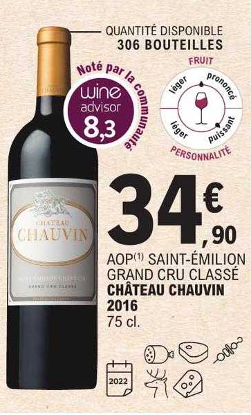 aop saint-émilion grand cru classé château chauvin 2016