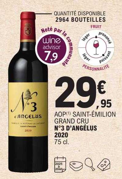 Aop Saint-émilion Grand Cru N°3 D'angélus 2020