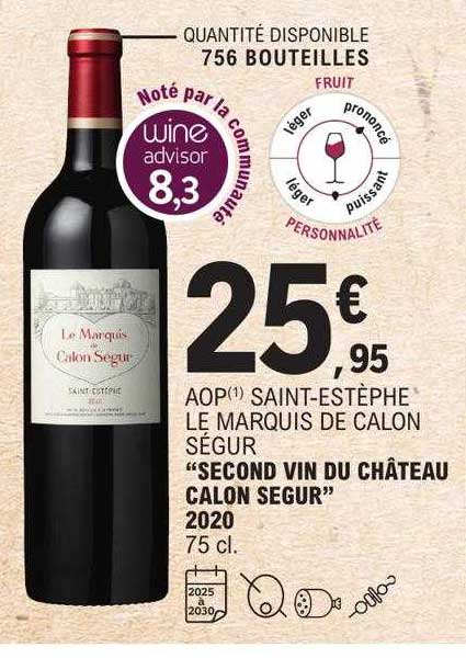 aop saint-estèphe la marquis de calon ségur "second vin du château calon segur" 2020