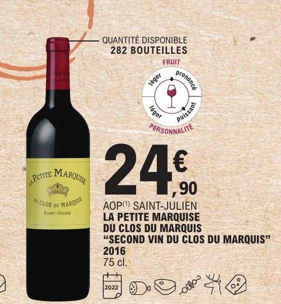 aop saint-julien la petite marquise du clos du marquis "second vin du clos du marquis" 2016
