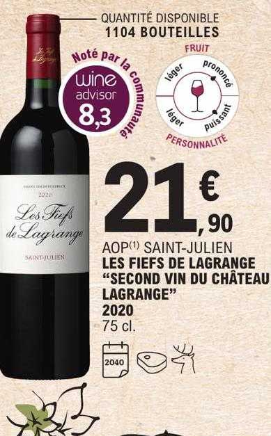 aop saint-julien les fiefs de lagrange "second vin du château lagrange" 2020