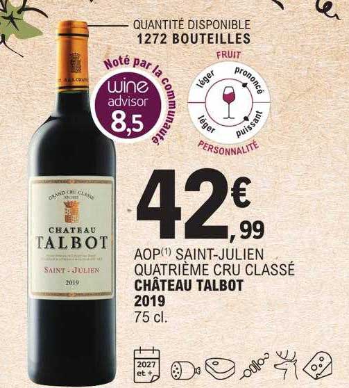 aop saint-julien quatrième cru classé château talbot 2019