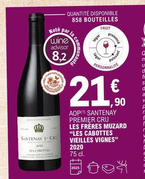 aop santenay premier cru les frères muzard "les cabottes vieilles vignes" 2020