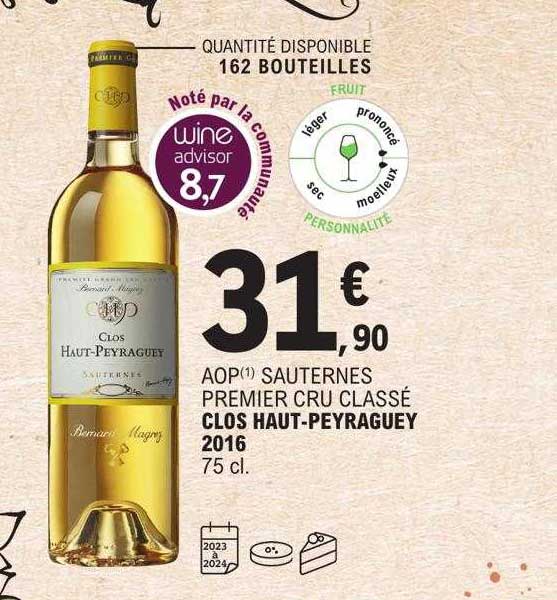 aop sauternes premier cru classé clos haut-peyraguey 2016