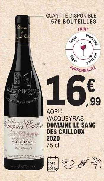 aop vacqueyras domaine le sang des cailloux 2020
