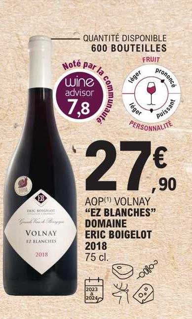 aop volnay "ez blanches" domaine eric boigelot 2018