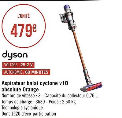 aspirateur balai cyclone v10 absolute orange dyson