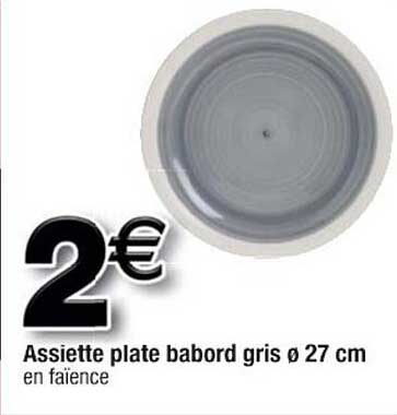 assiette plate dabord gris ø 27 cm