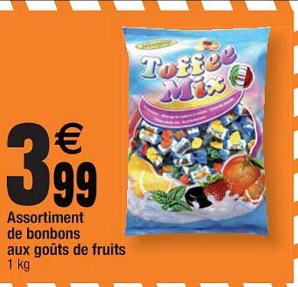 assortiment de bonbons aux goûts de fruits