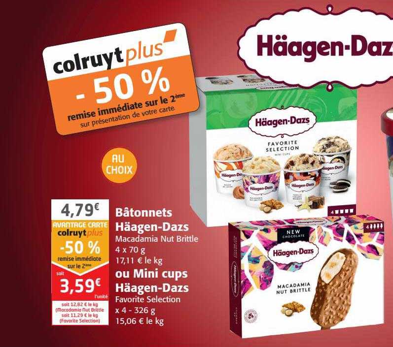 bâtonnets häagen-dazs ou mini cups häagen-dazs