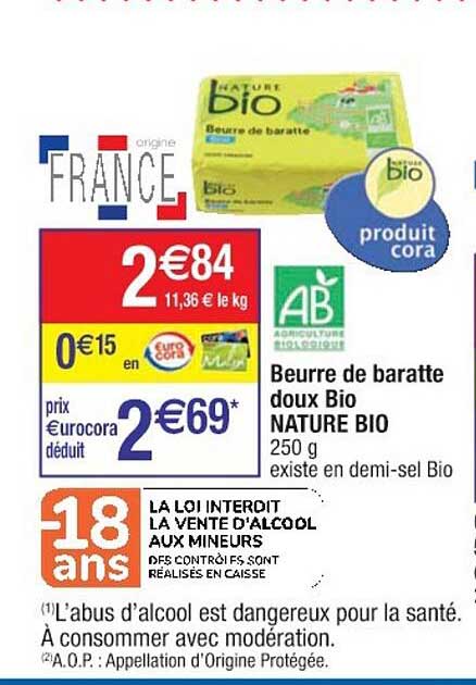 Beurre De Baratte Doux Bio Nature Bio
