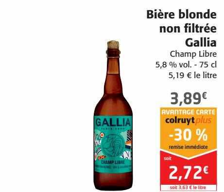 bière blonde non filtrée gallia