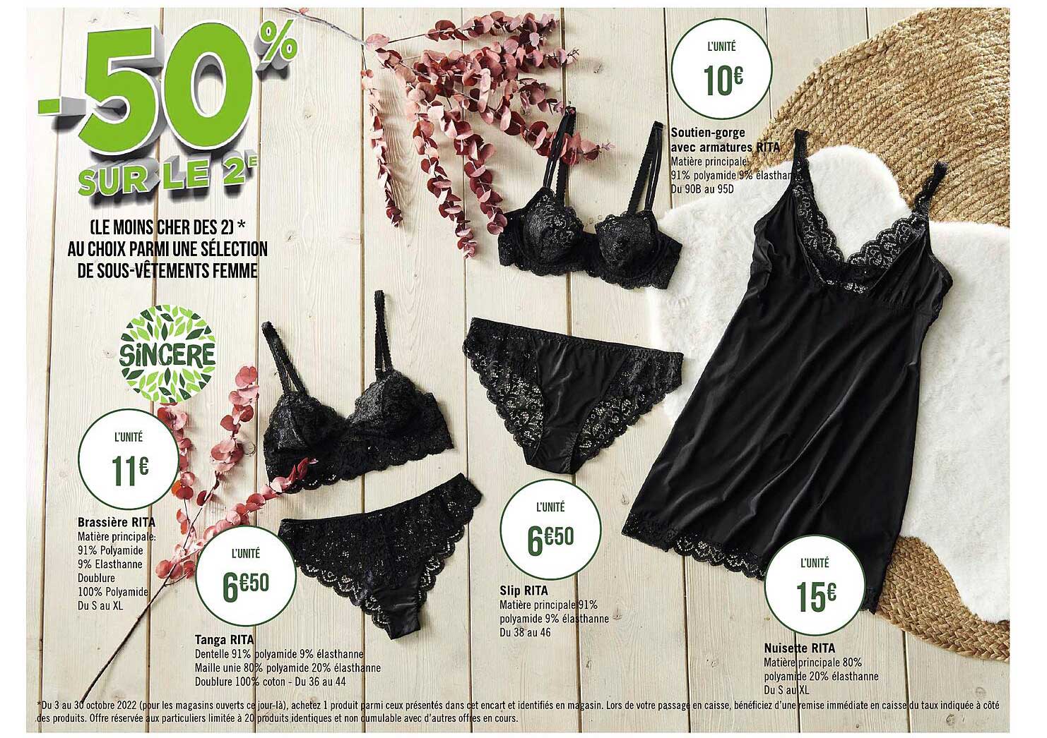 brassière rita, tanga rita, slip rita, nuisette rita, soutien-gorge avec armature rita sincère