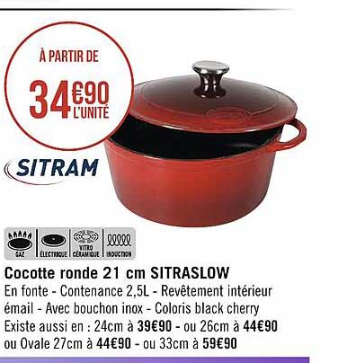 cocotte ronde 21 cm sitraslow sitram