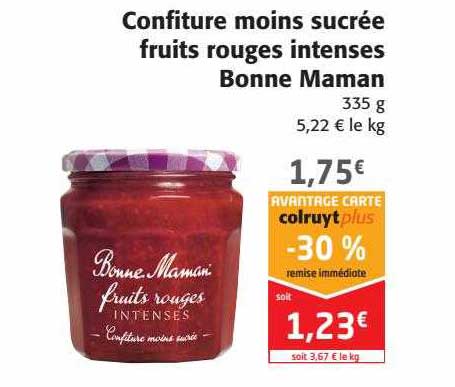 confiture moins sucrée fruits rouges intenses bonne maman