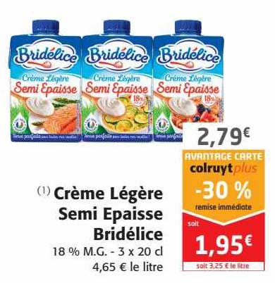 crème légère semi épaisse bridélice